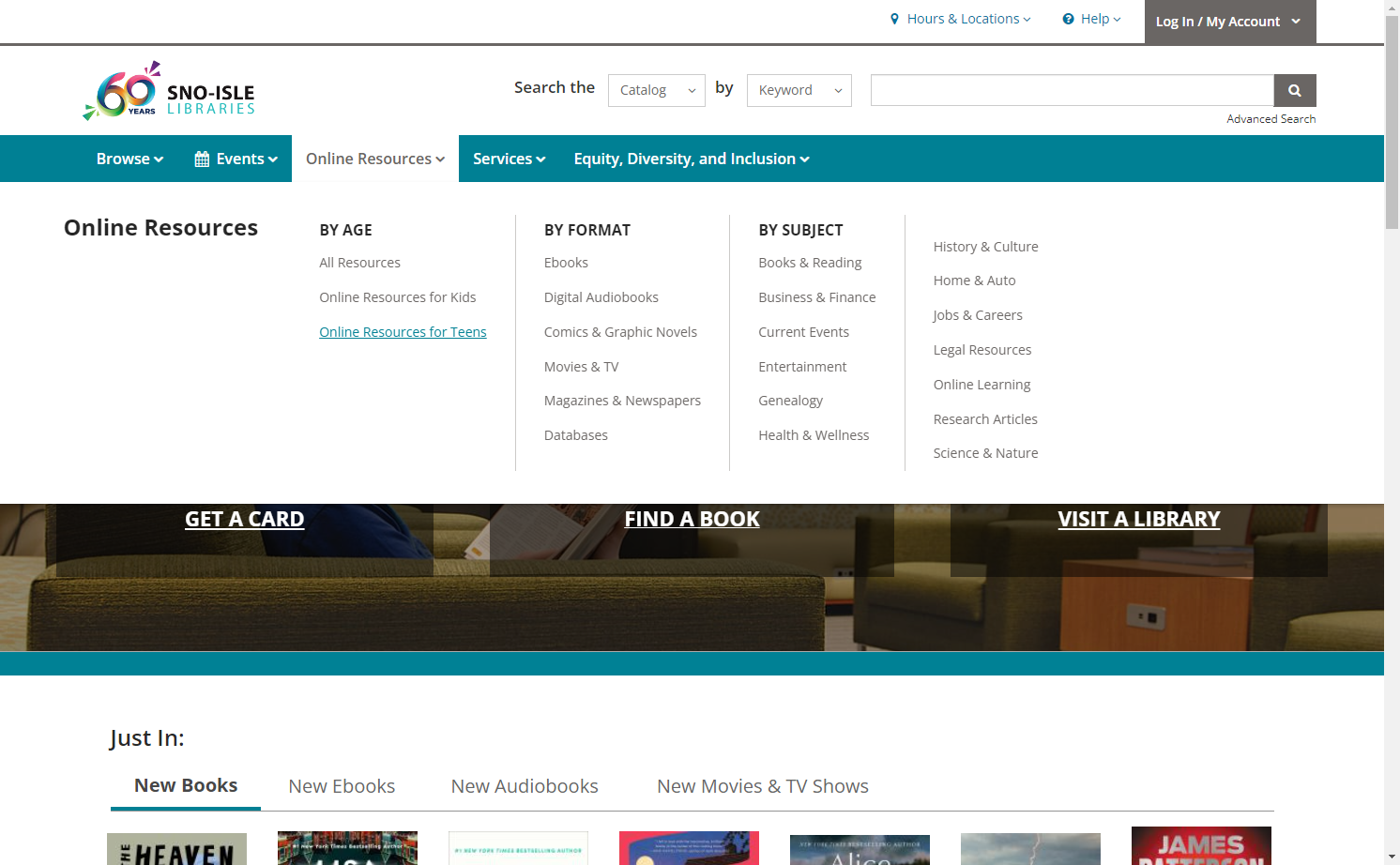 Click on Online Resources for Teens