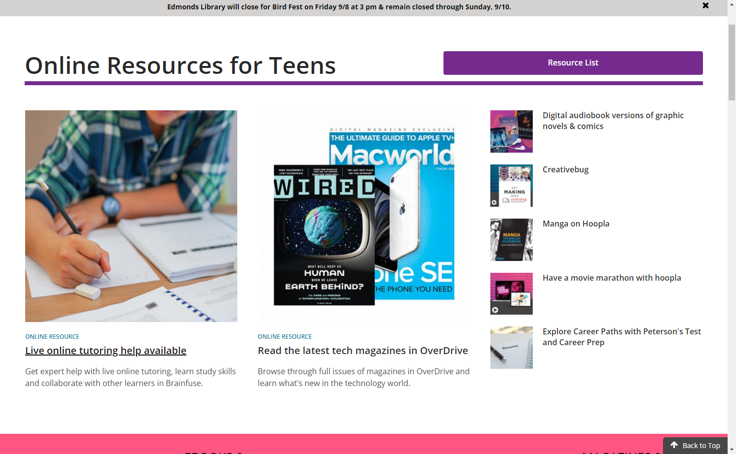 Click on Live online tutoring help available