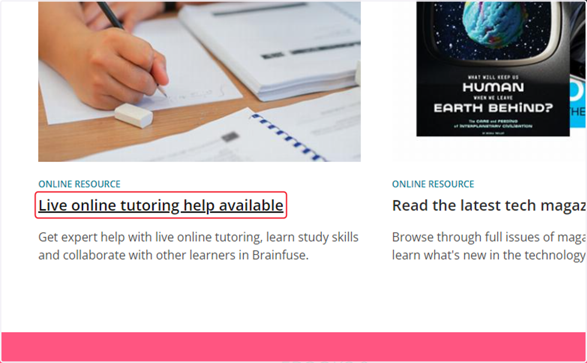 Click on Live online tutoring help available
