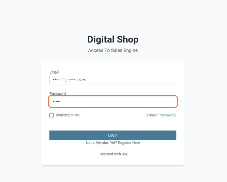 Type Your email and password to login