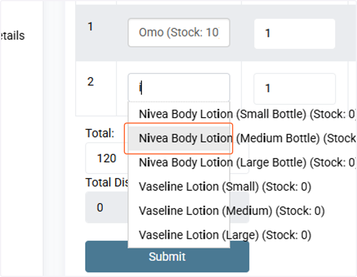 Click on another item