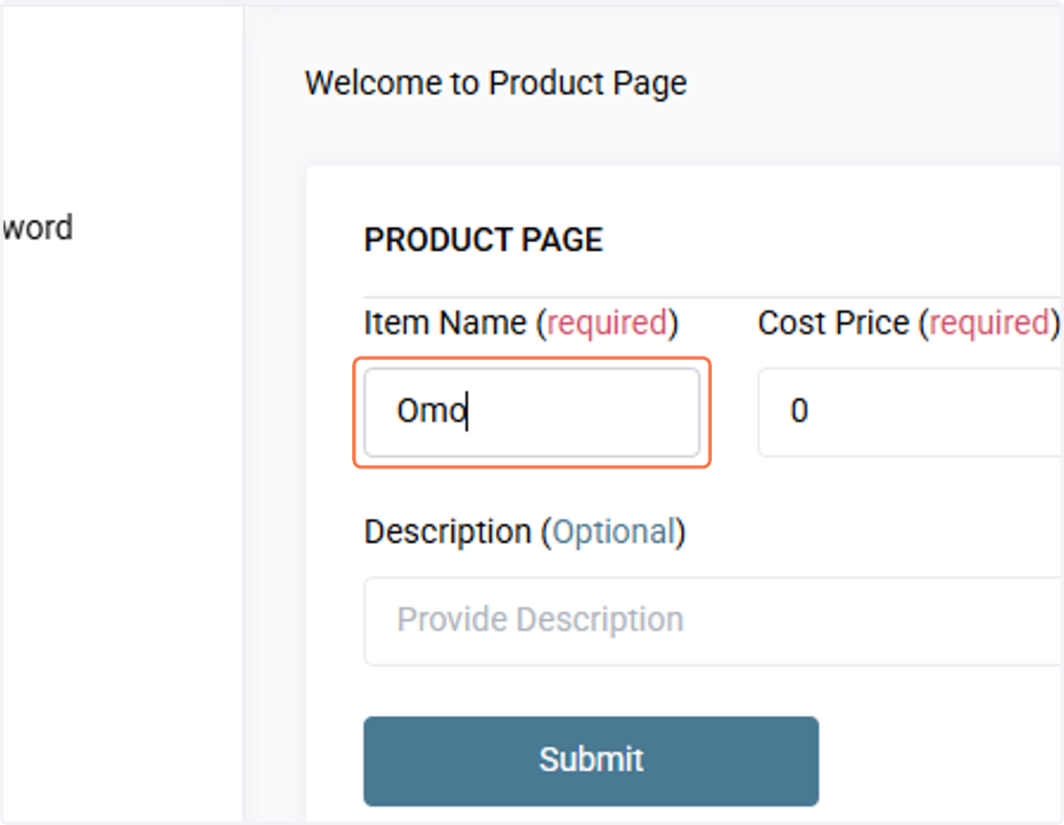 Type Item Name