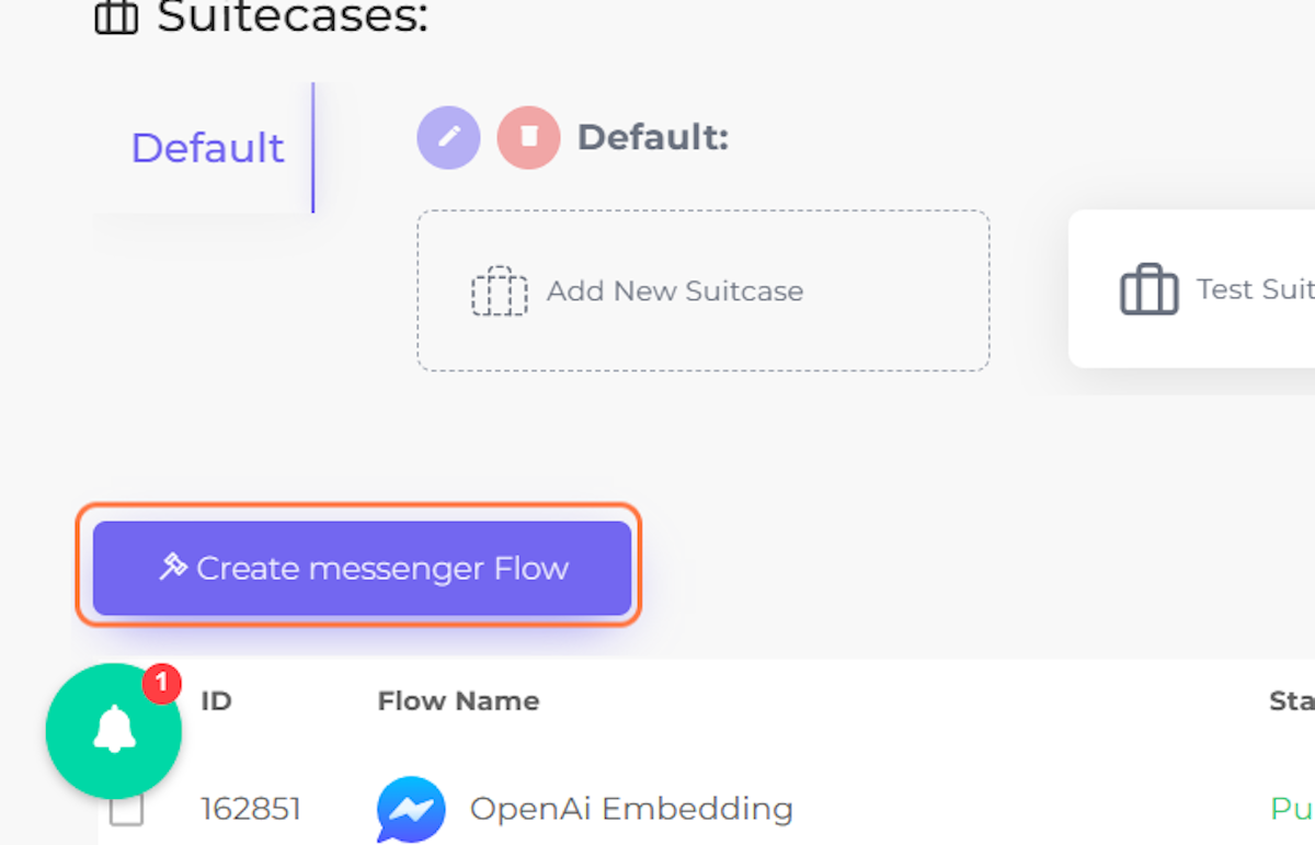 Click on  Create messenger Flow