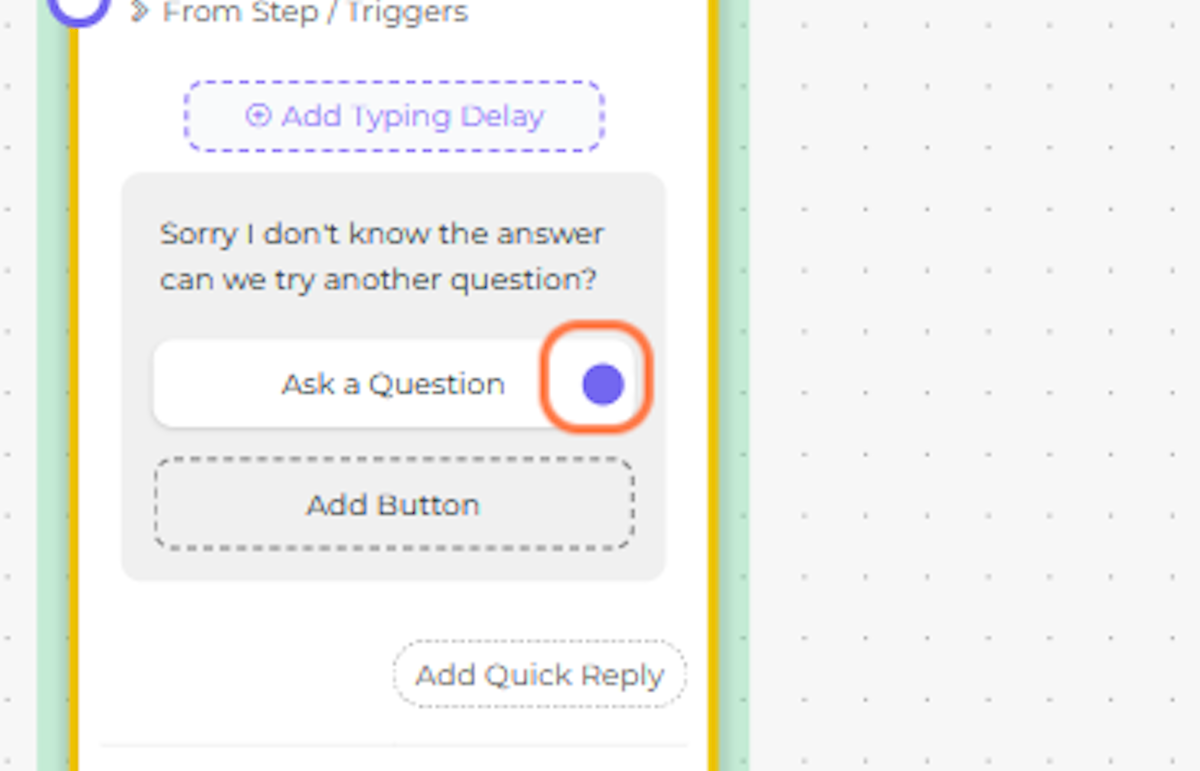 Connect the "Ask a Question" to our starting element