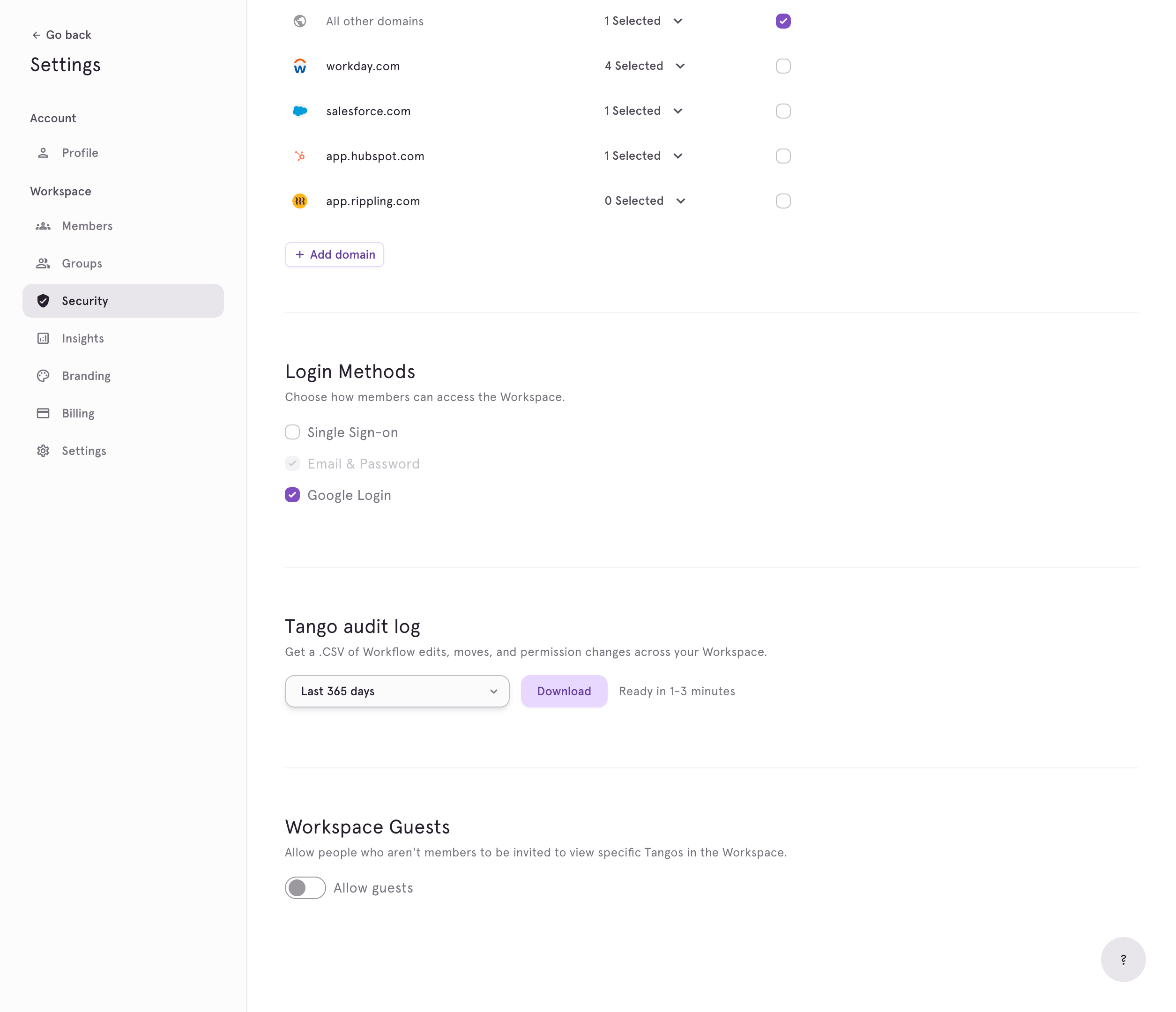 Go to Security Settings and navigate to Tango Audit log.