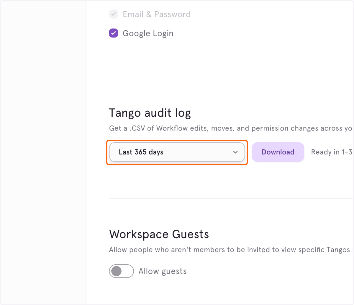 Go to Security Settings and navigate to Tango Audit log.