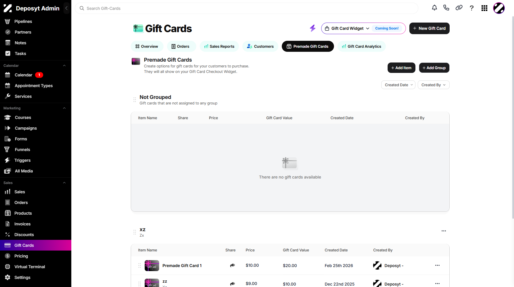 Step 4: You will then be taken to the Premade Gift Cards page.