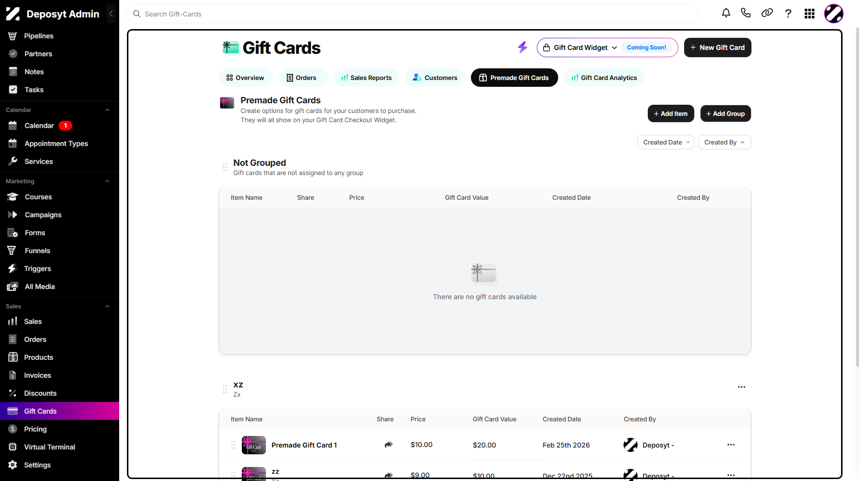 Step 4: You will then be taken to the Premade Gift Cards page.