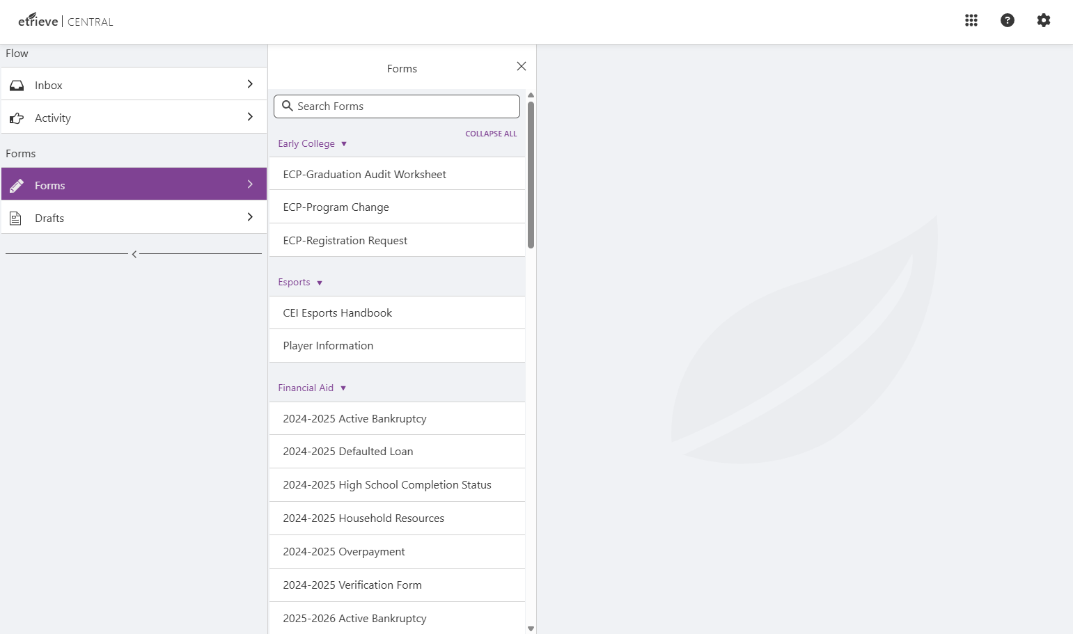 All Forms will list via Department to the right