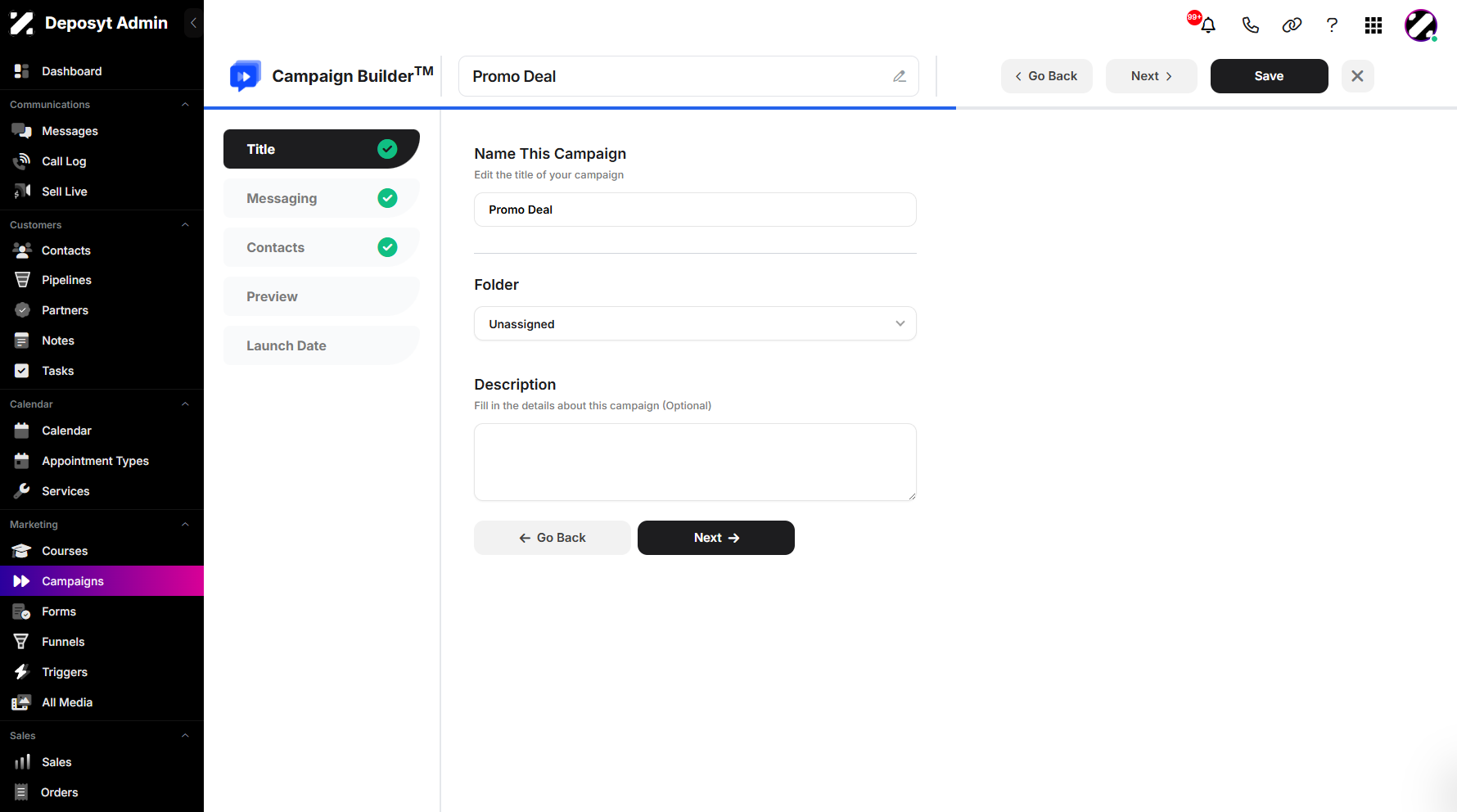 Step 4: You will then be navigated to the Campaign Builder.