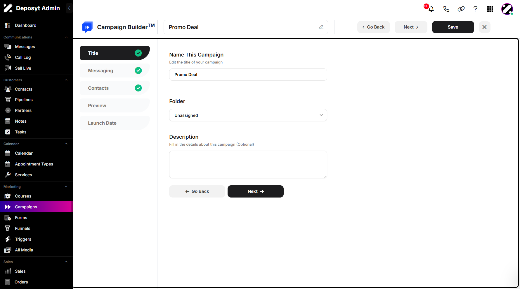 Step 4: You will then be navigated to the Campaign Builder.