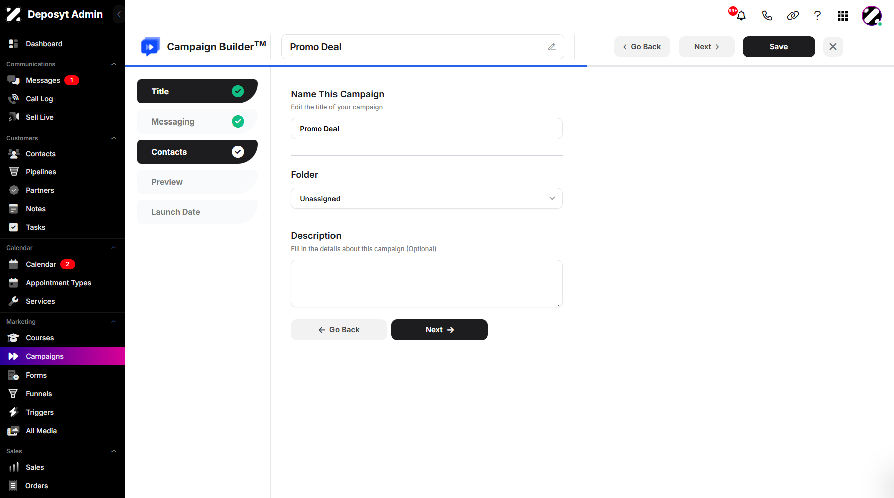Step 5: Click Contacts to navigate.