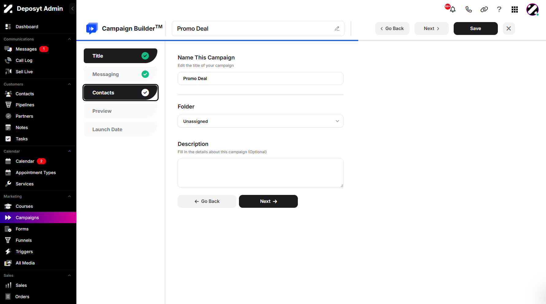 Step 5: Click Contacts to navigate.