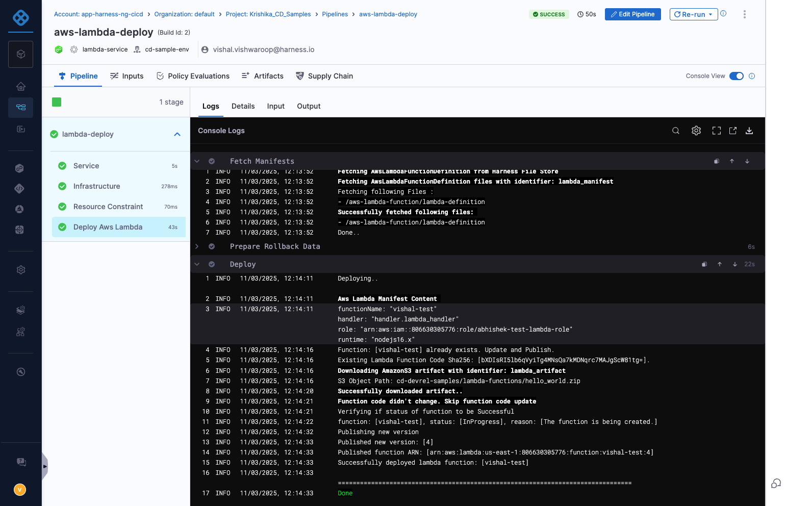 Execution Summary: Deploy Step