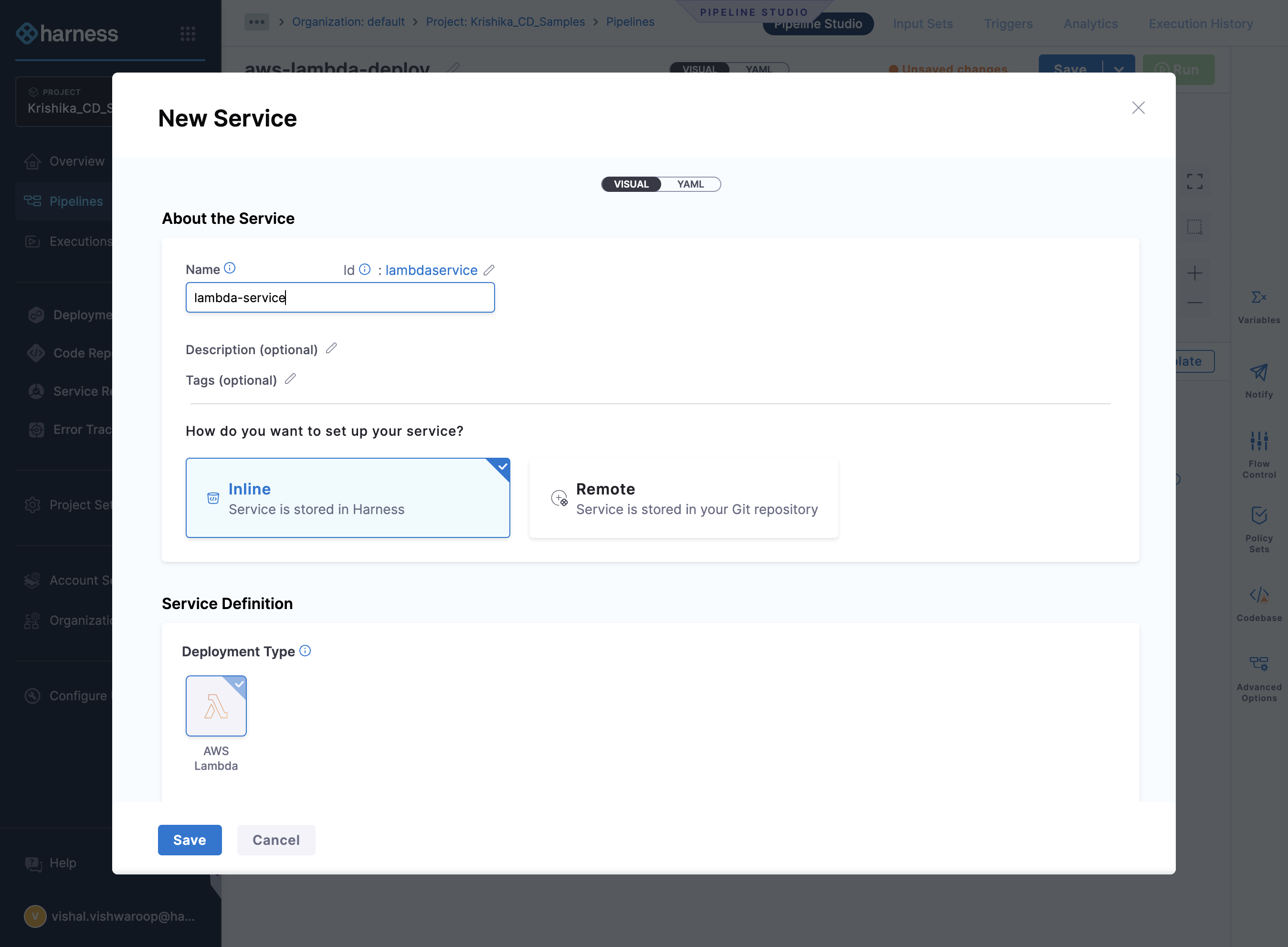 Type "lambda-service"