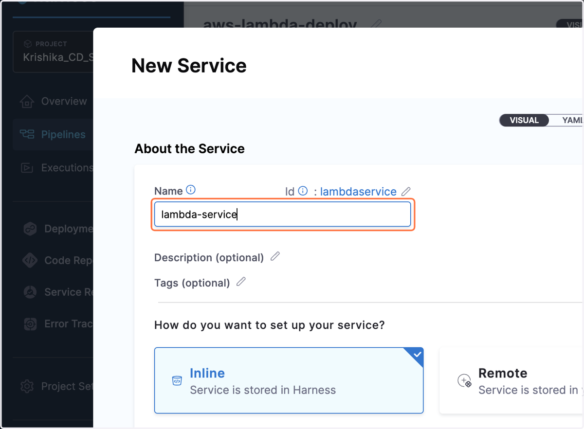 Type "lambda-service"