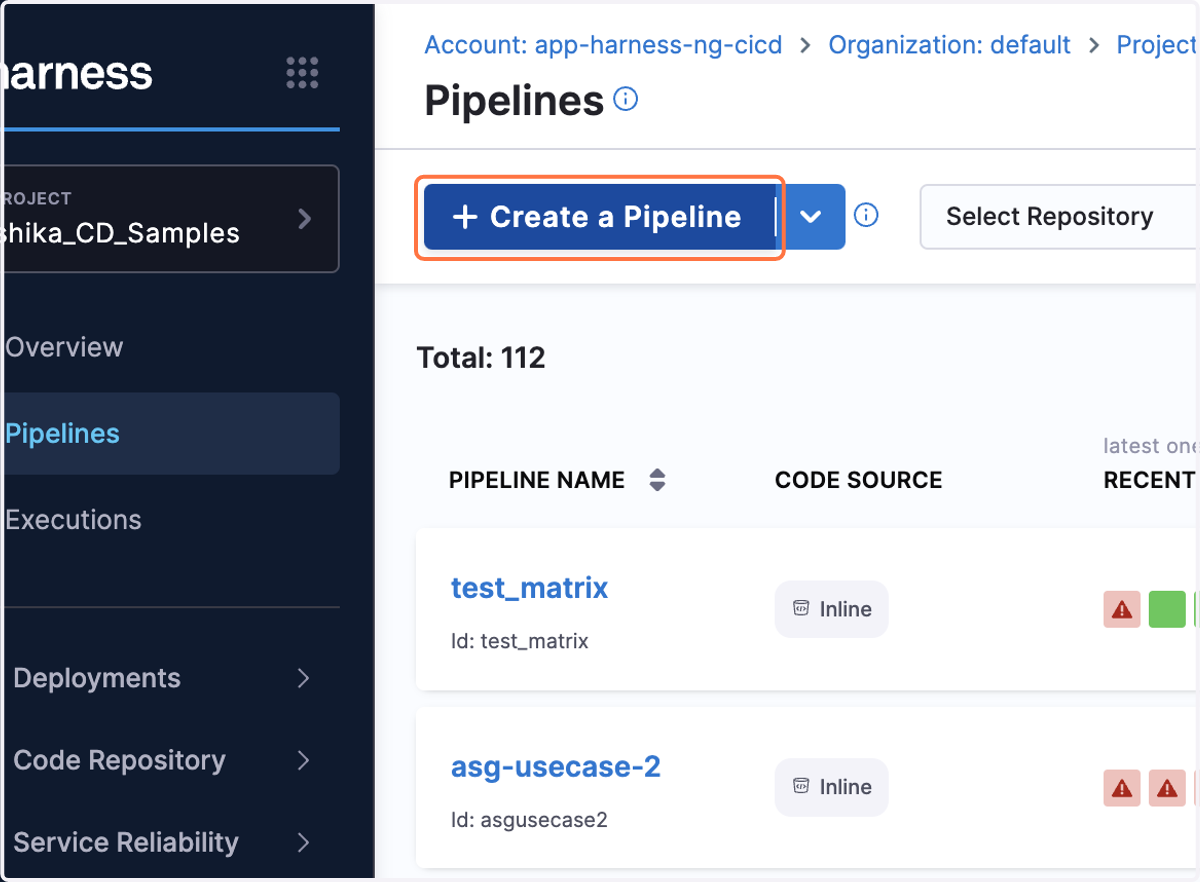 Click on Create a Pipeline