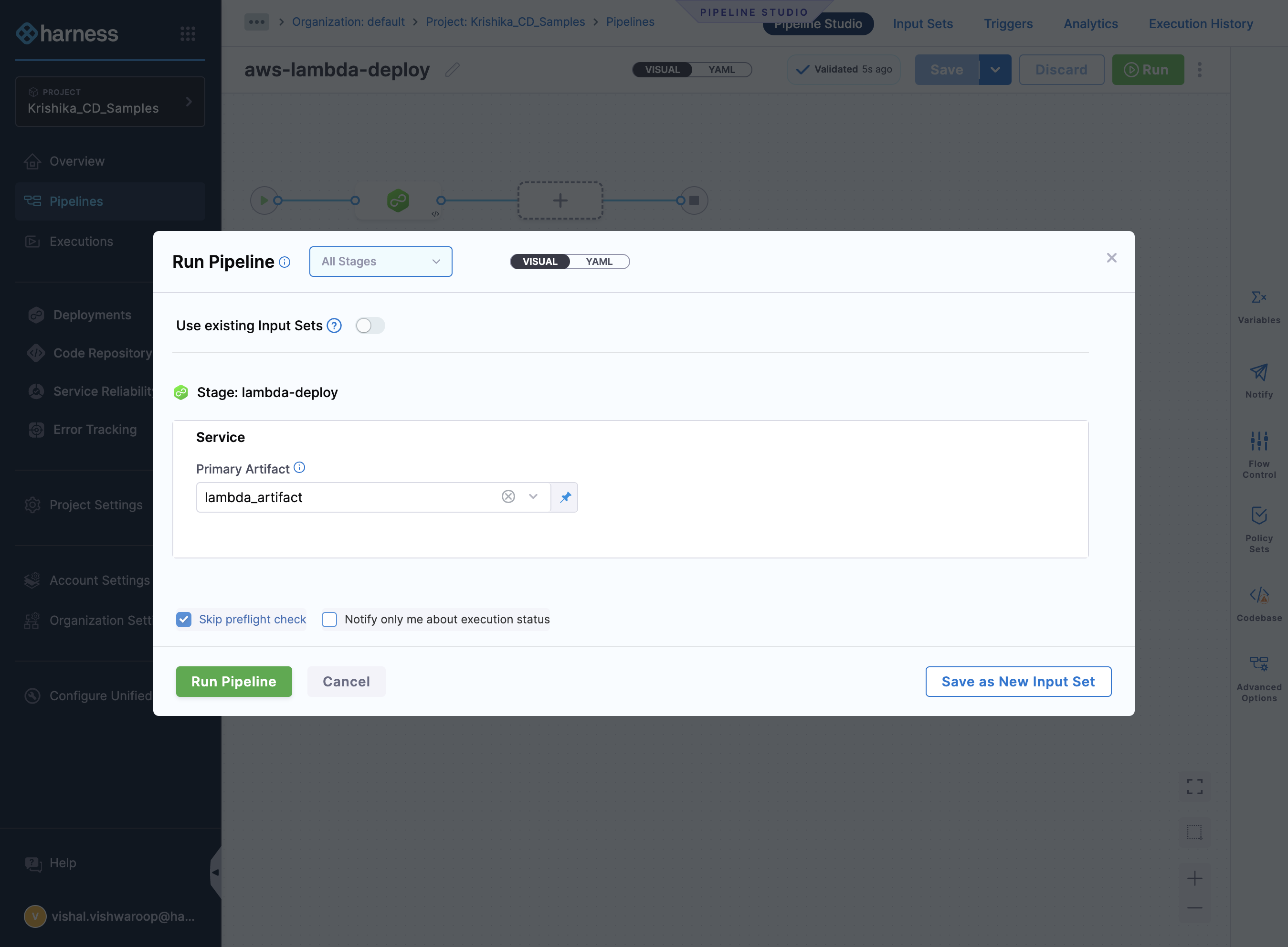 Click on Run Pipeline