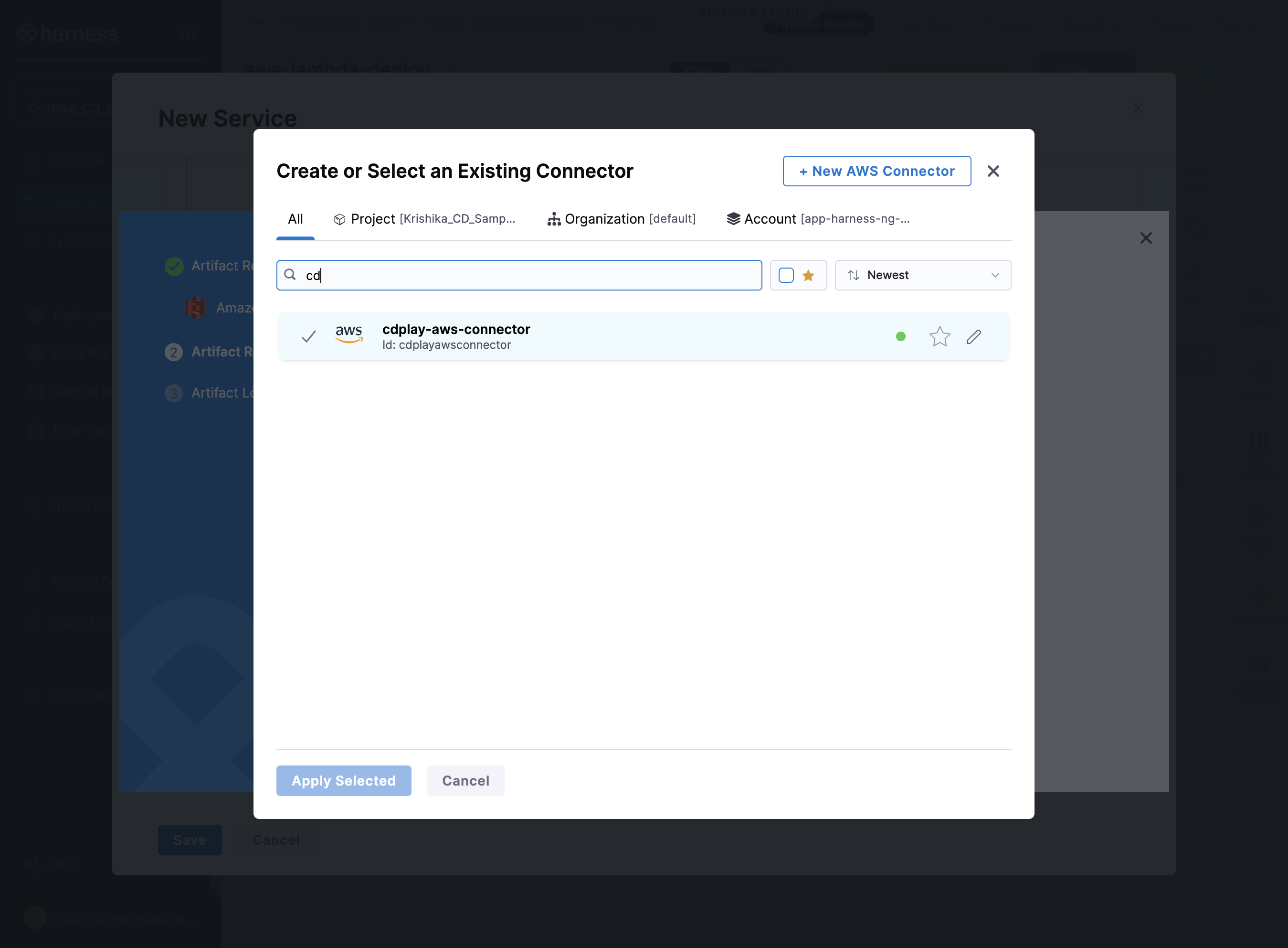 Select the AWS Connector