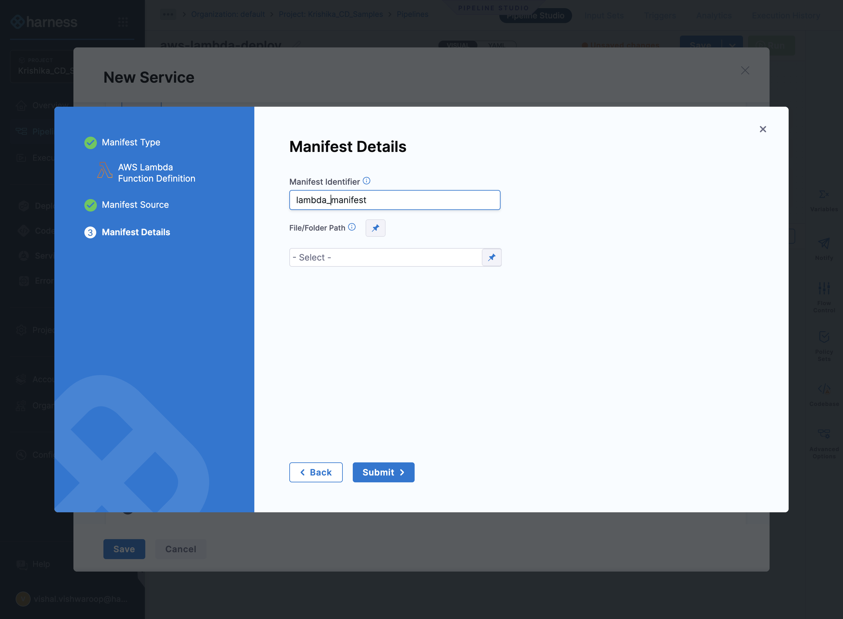 Provide the name for lambda manifest