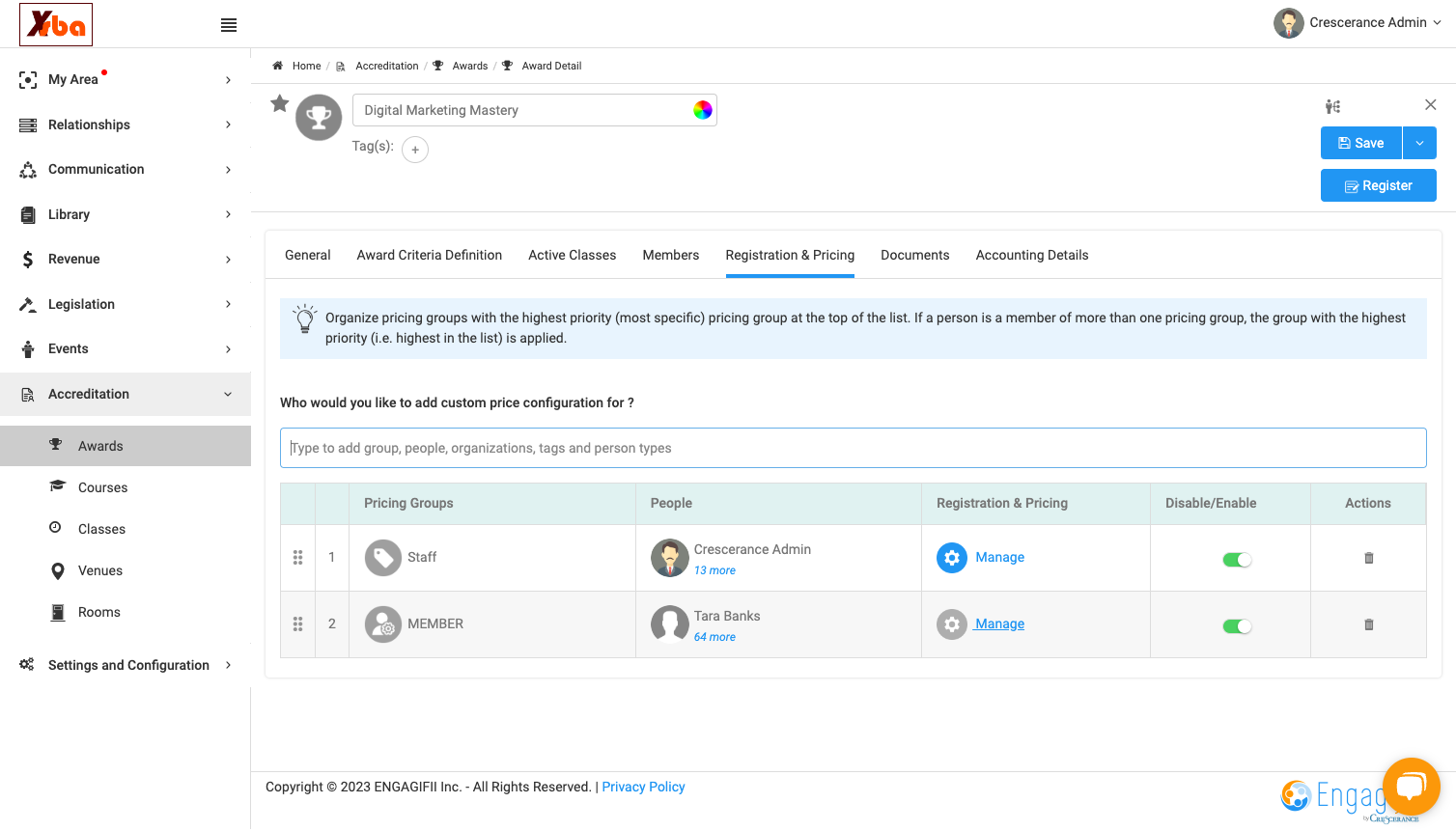 Click on Manage