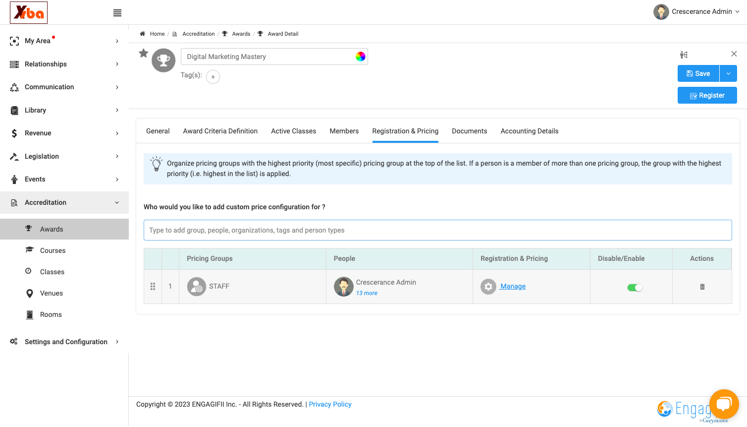 Click on Manage
