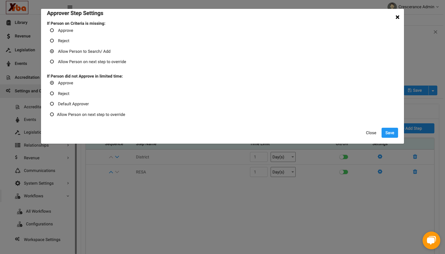 Click on Approver Step Settings…