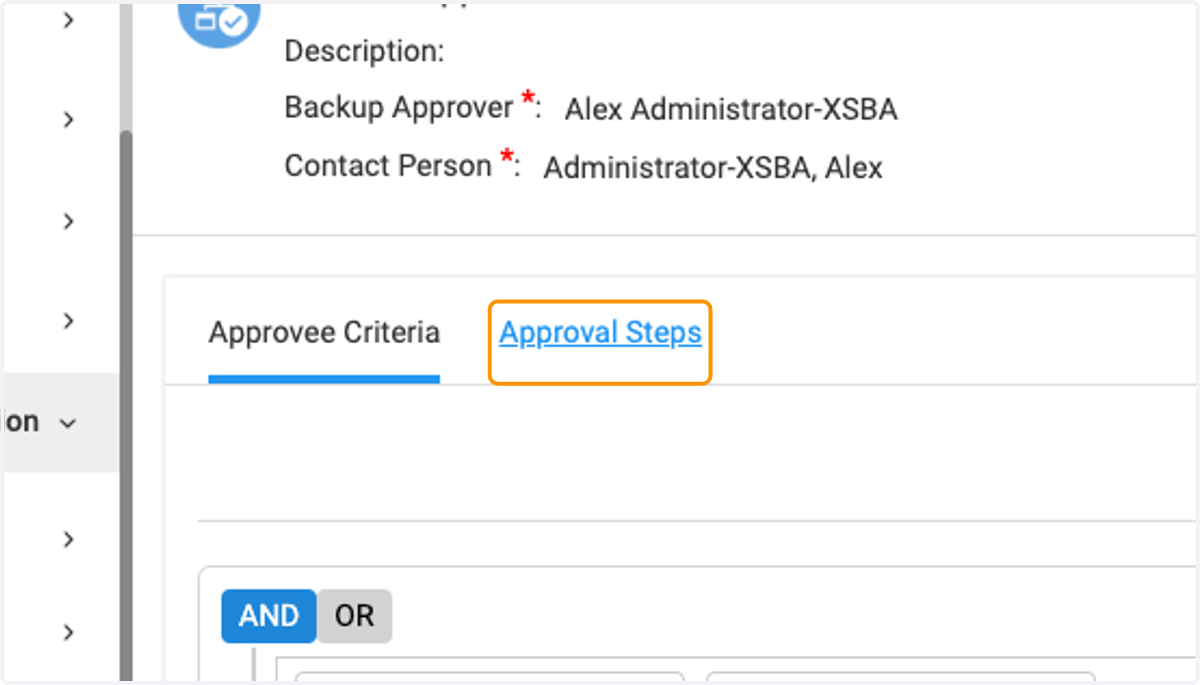 Click on Approval Steps