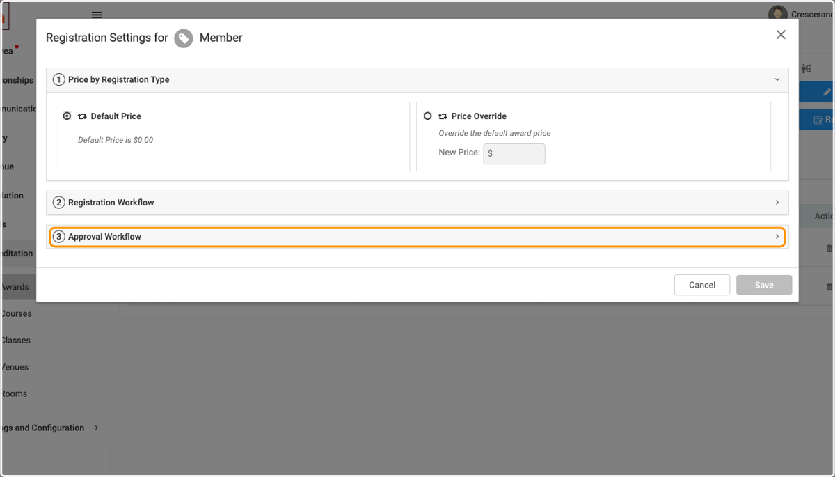 Click on 3Approval Workflow
