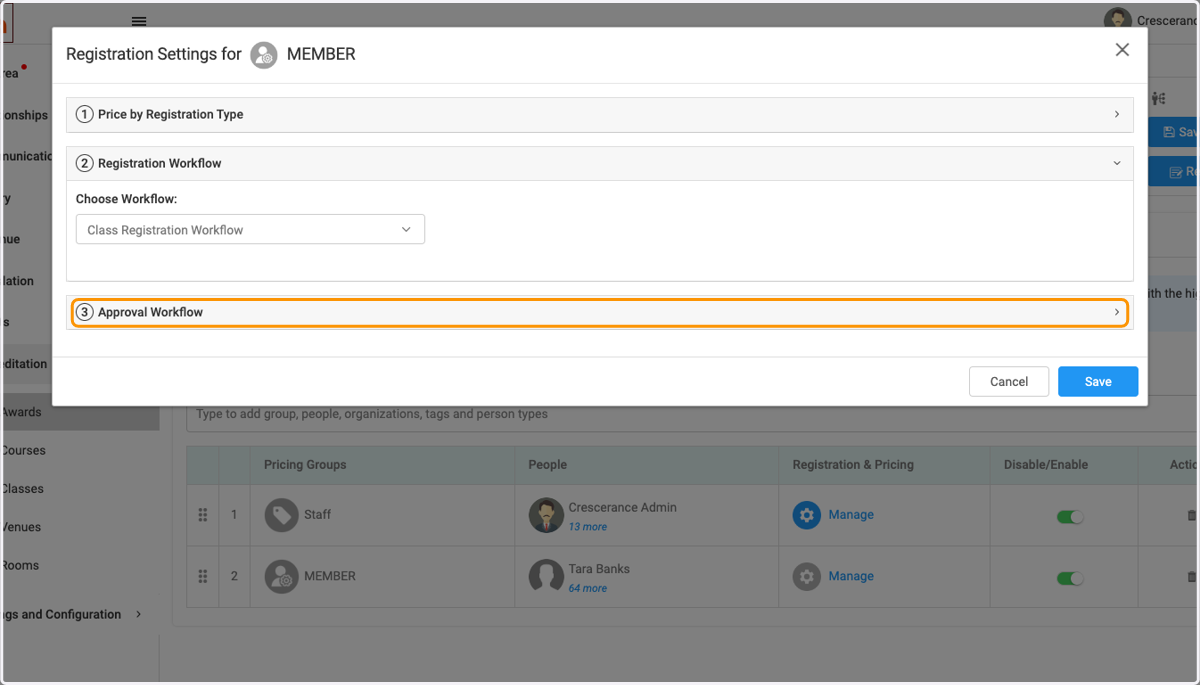 Click on 3Approval Workflow