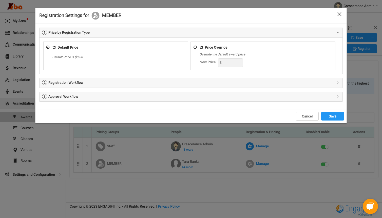 Click on Registration Workflow