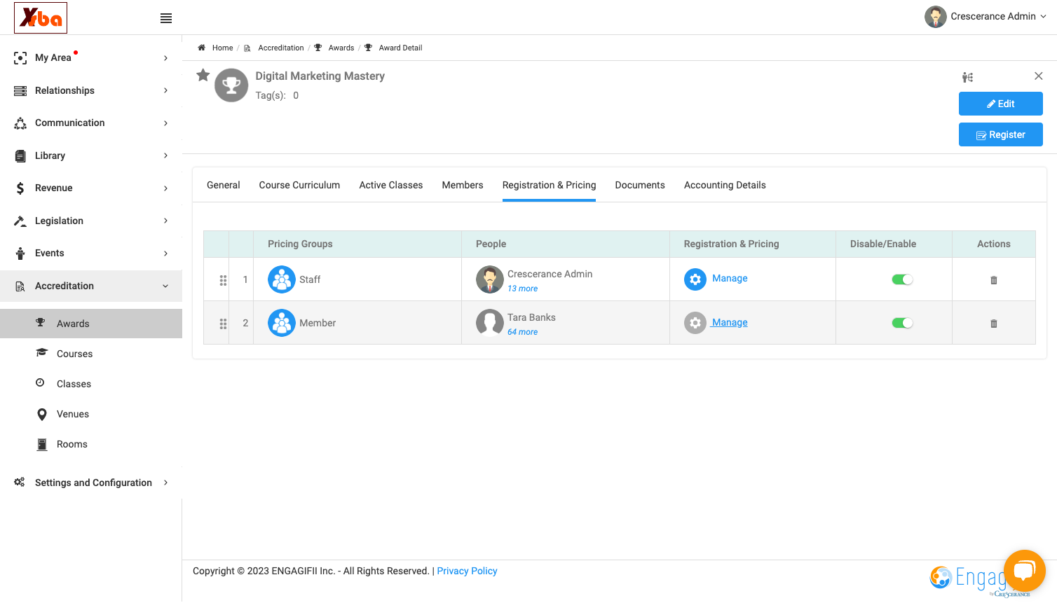 Click on Manage