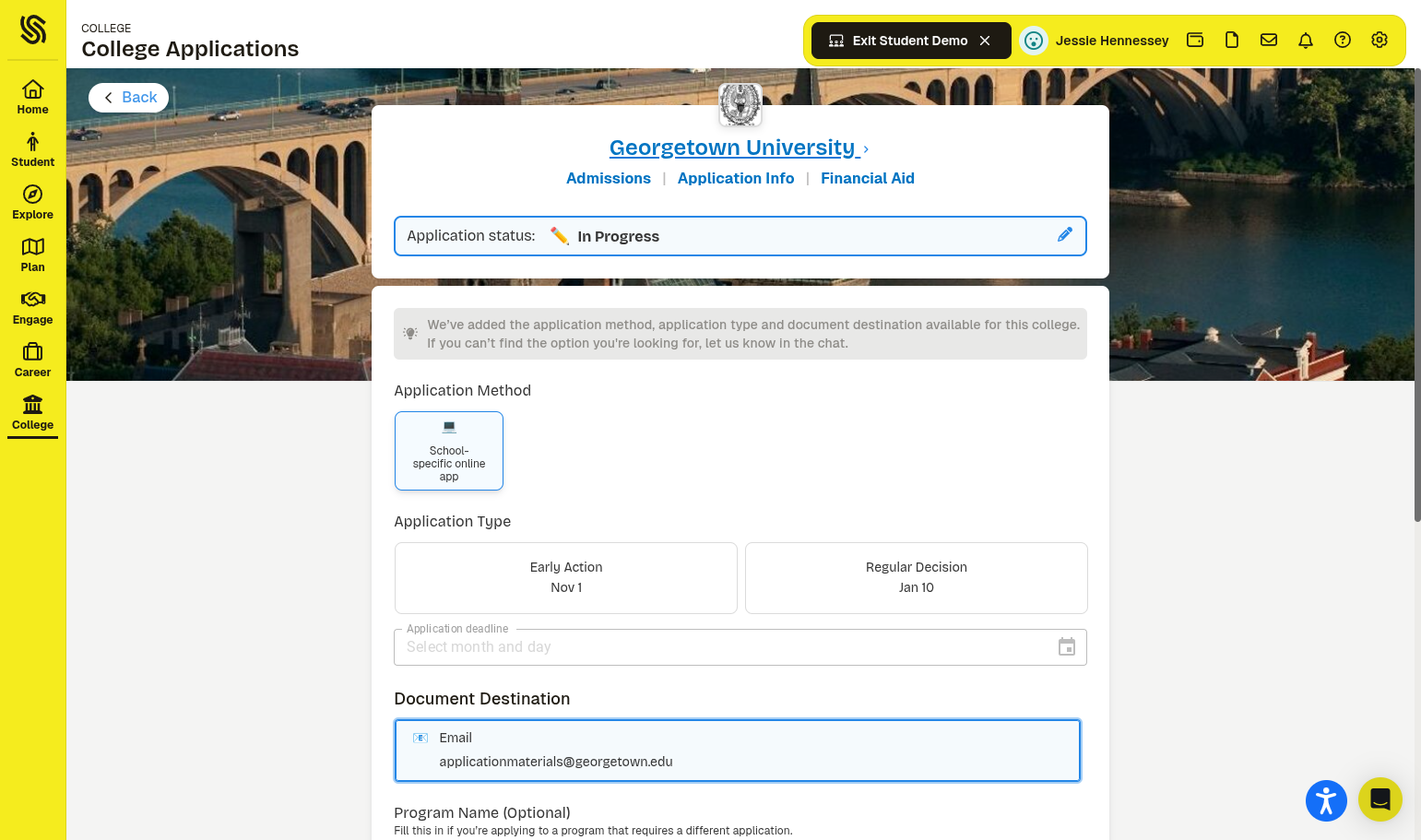 Click on School-specific online app