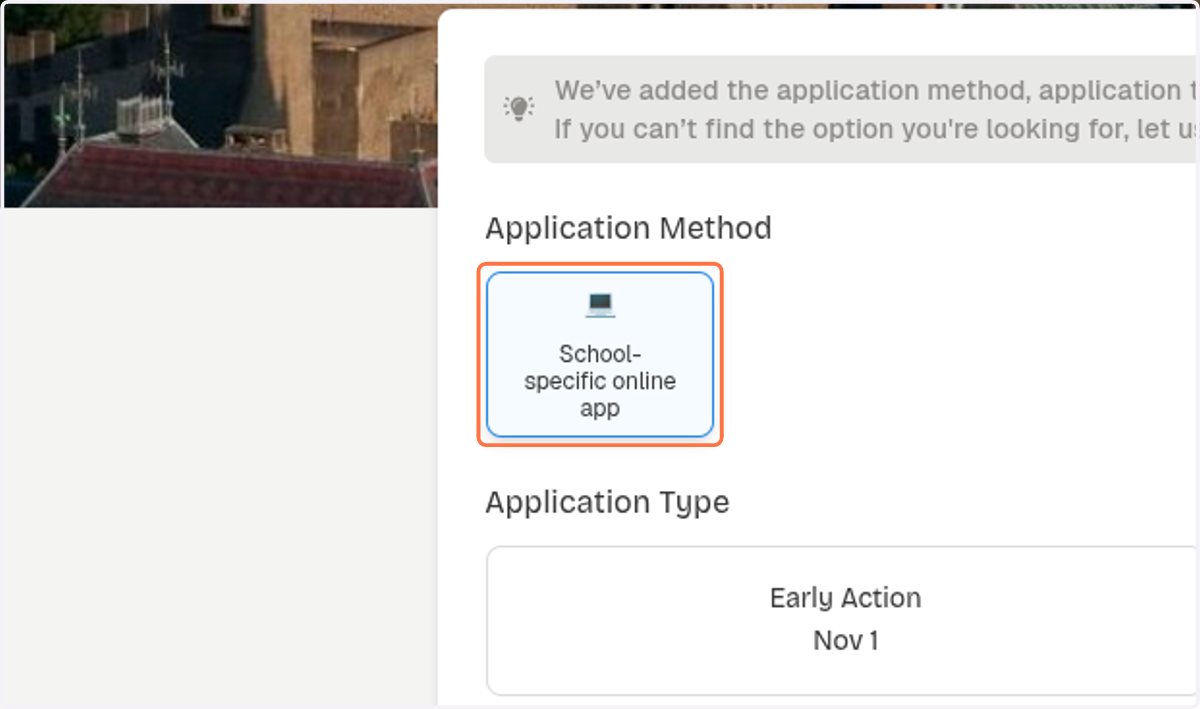 Click on School-specific online app