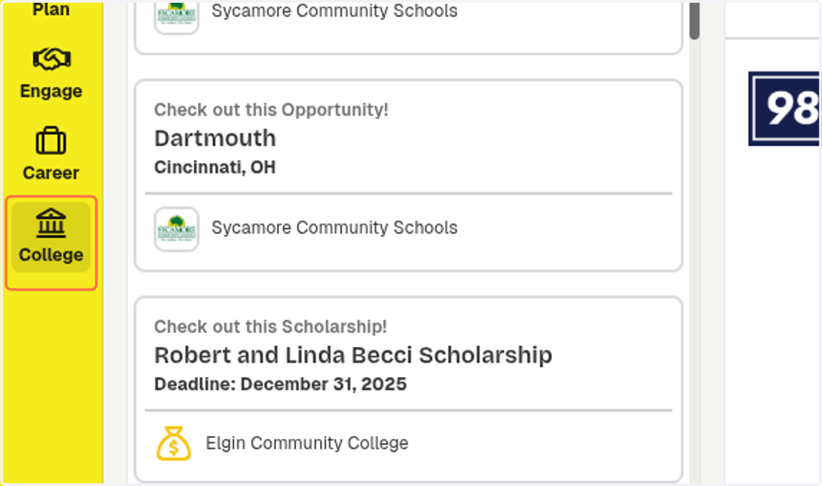 Click on College
