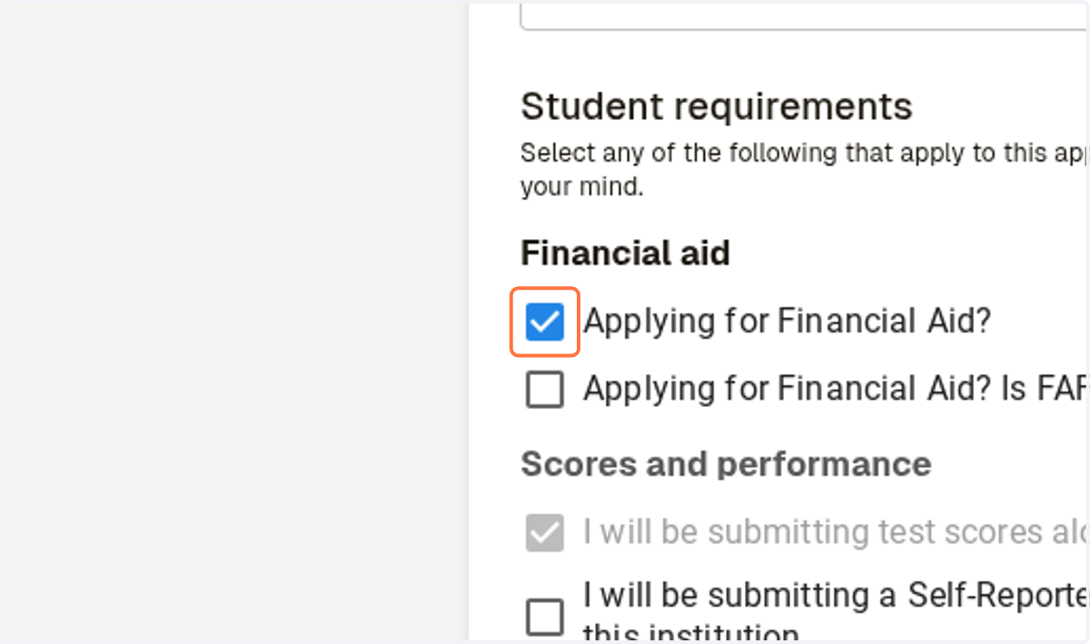Check if you are Applying for Financial Aid