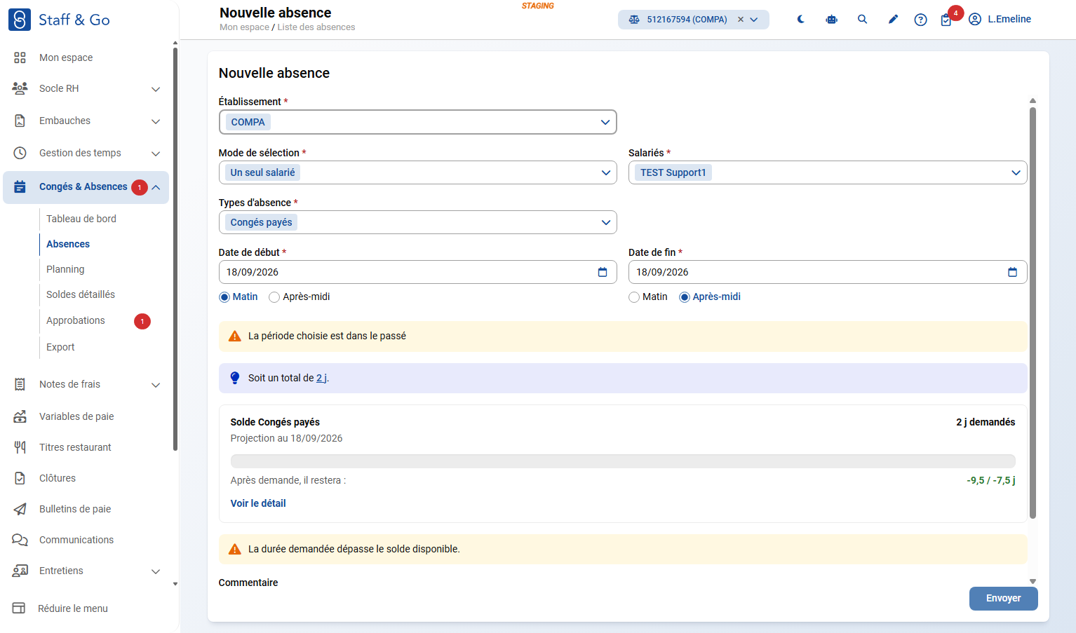 Cliquer sur Envoyer