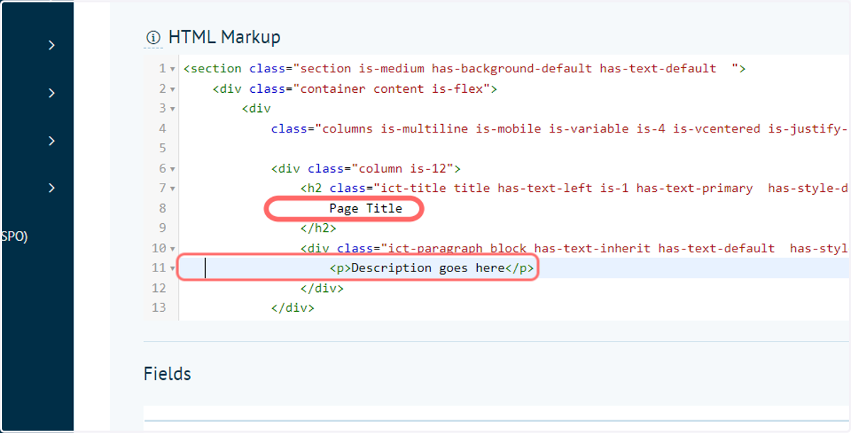We will be replacing the two pieces of static text in our boilerplate code with dynamic inputs