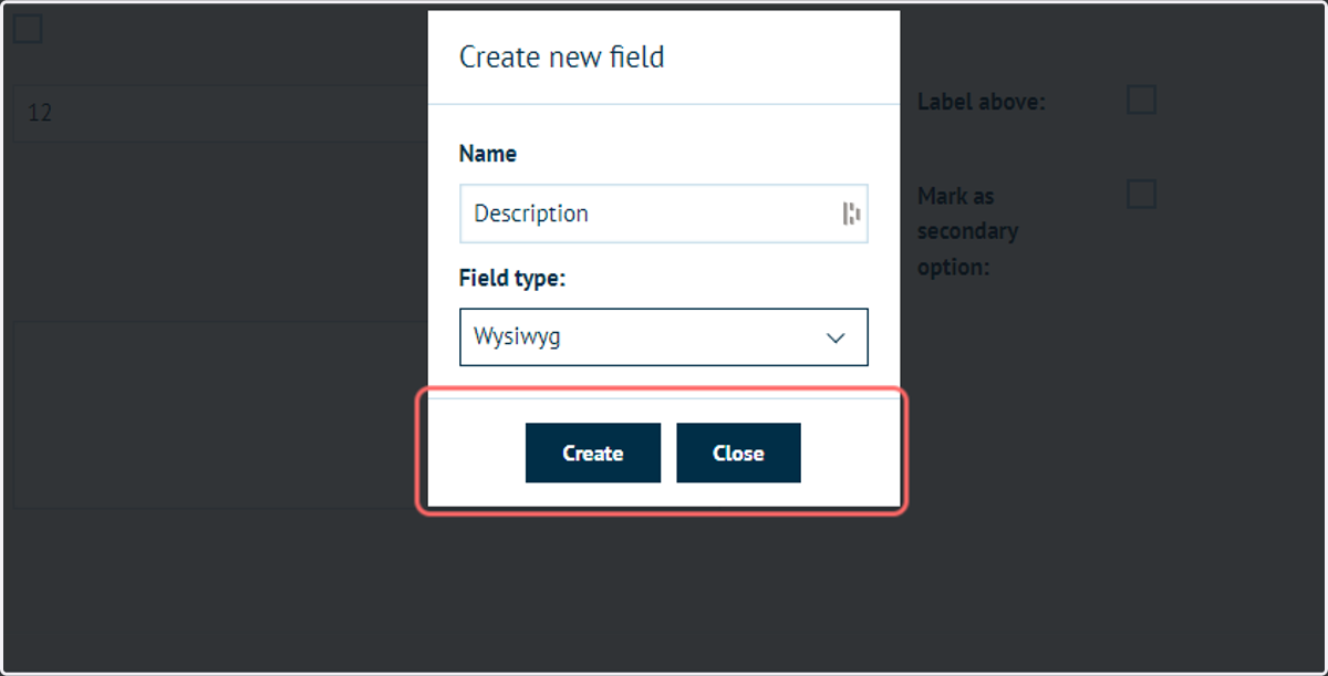 For our example, we will also create a second field
