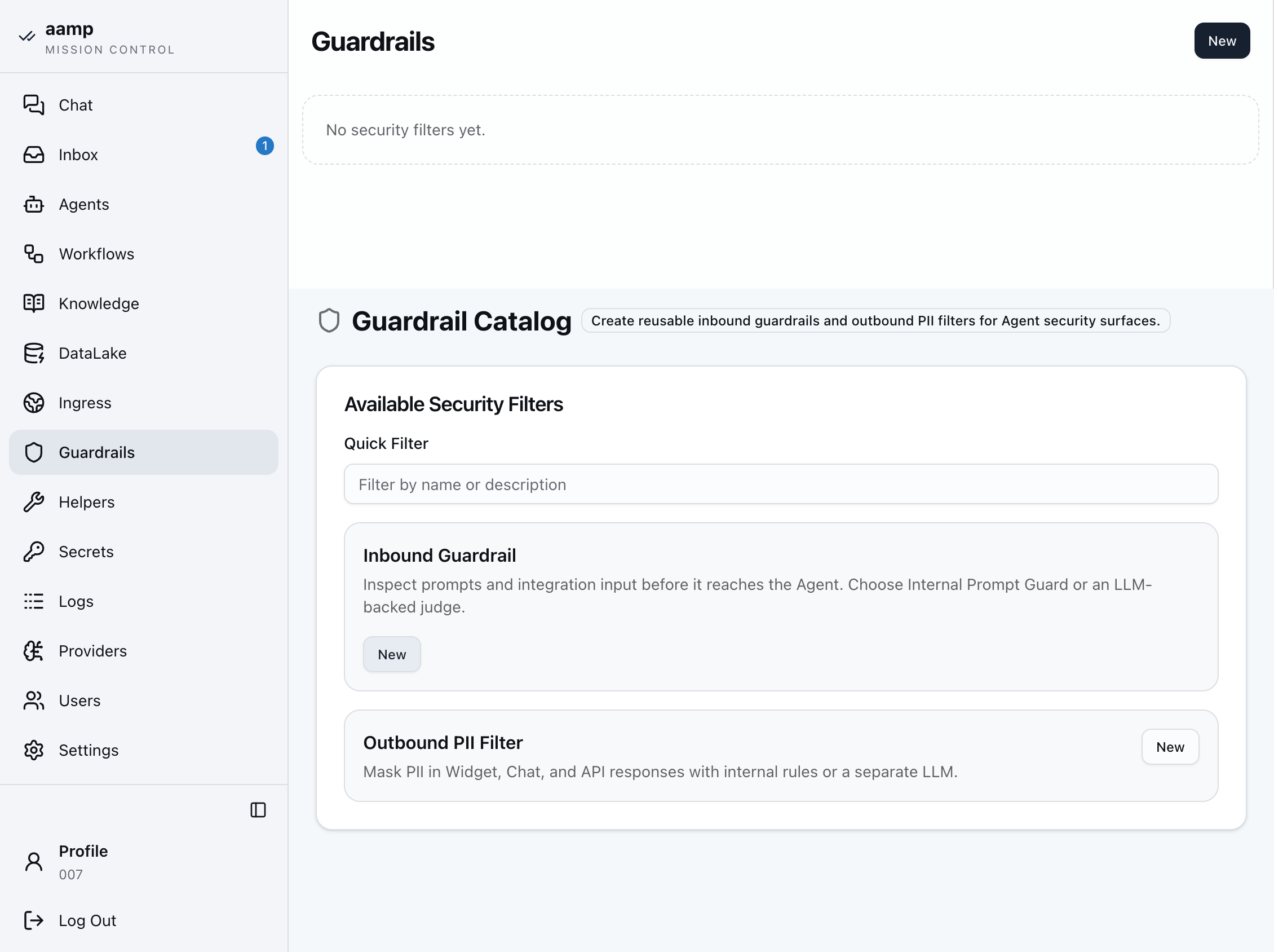 Step 2 of the guardrails walkthrough