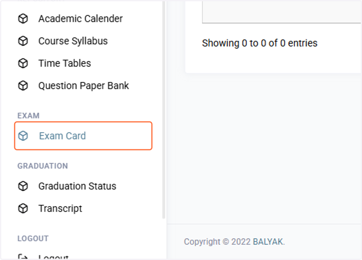 Exam Card