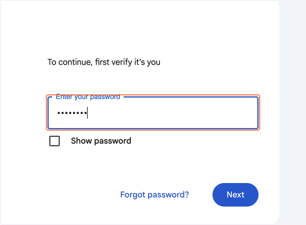 Enter your password and click Next