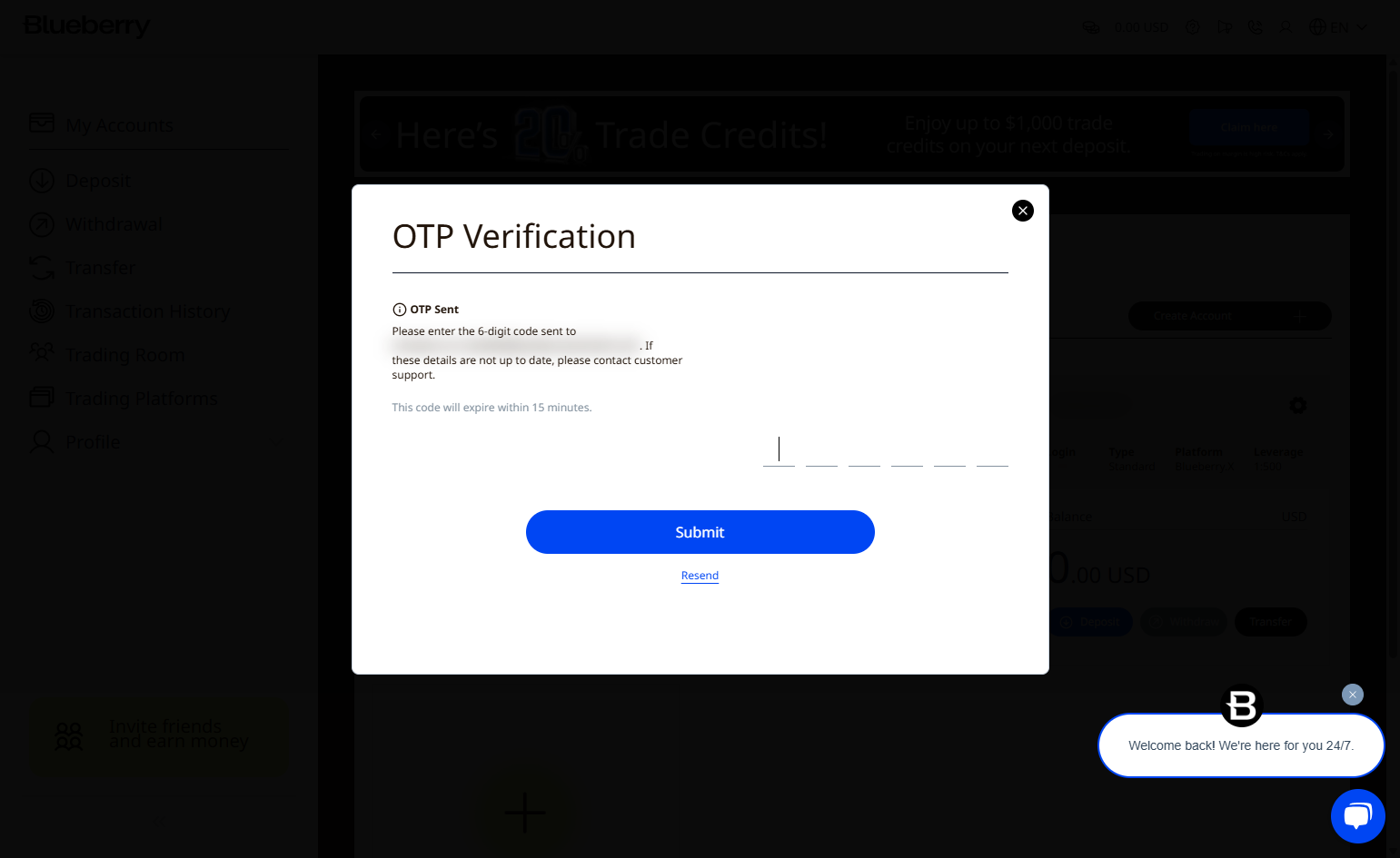 Go to your registered email and locate the One-Time-Password (OTP)