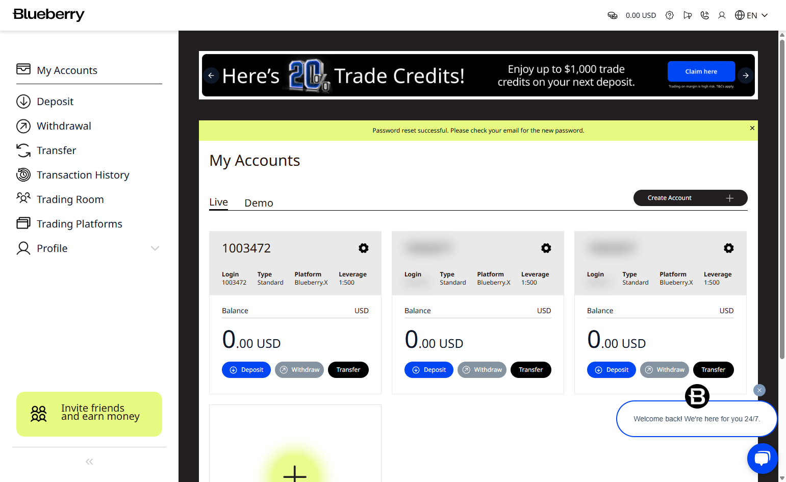 A confirmation will be shown on your Client Portal.
