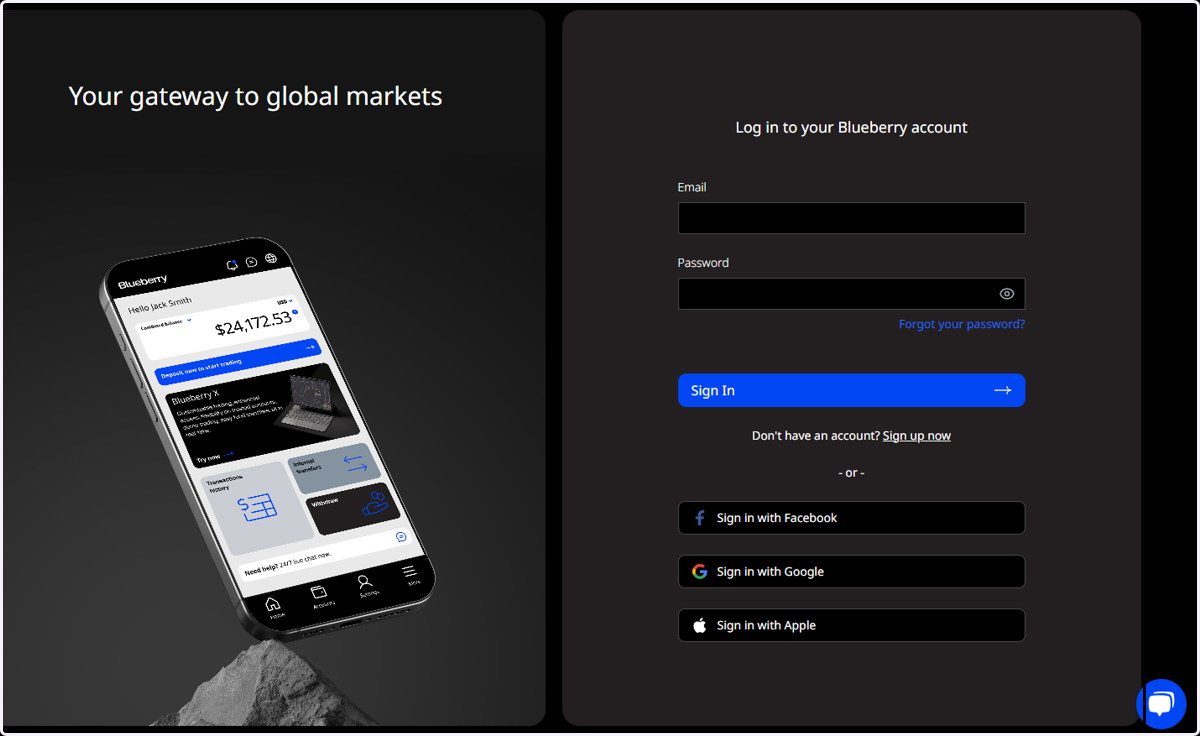 Click on Log in to your Blueberry account Client Portal...