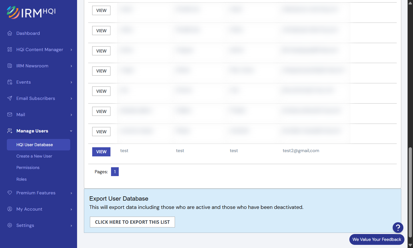 Next, find the user name you want to remove and select "View" next to the person's name.