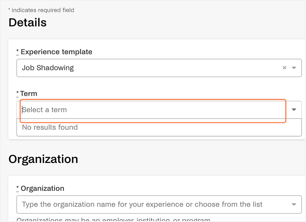 Choose the appropriate term from the dropdown menu.