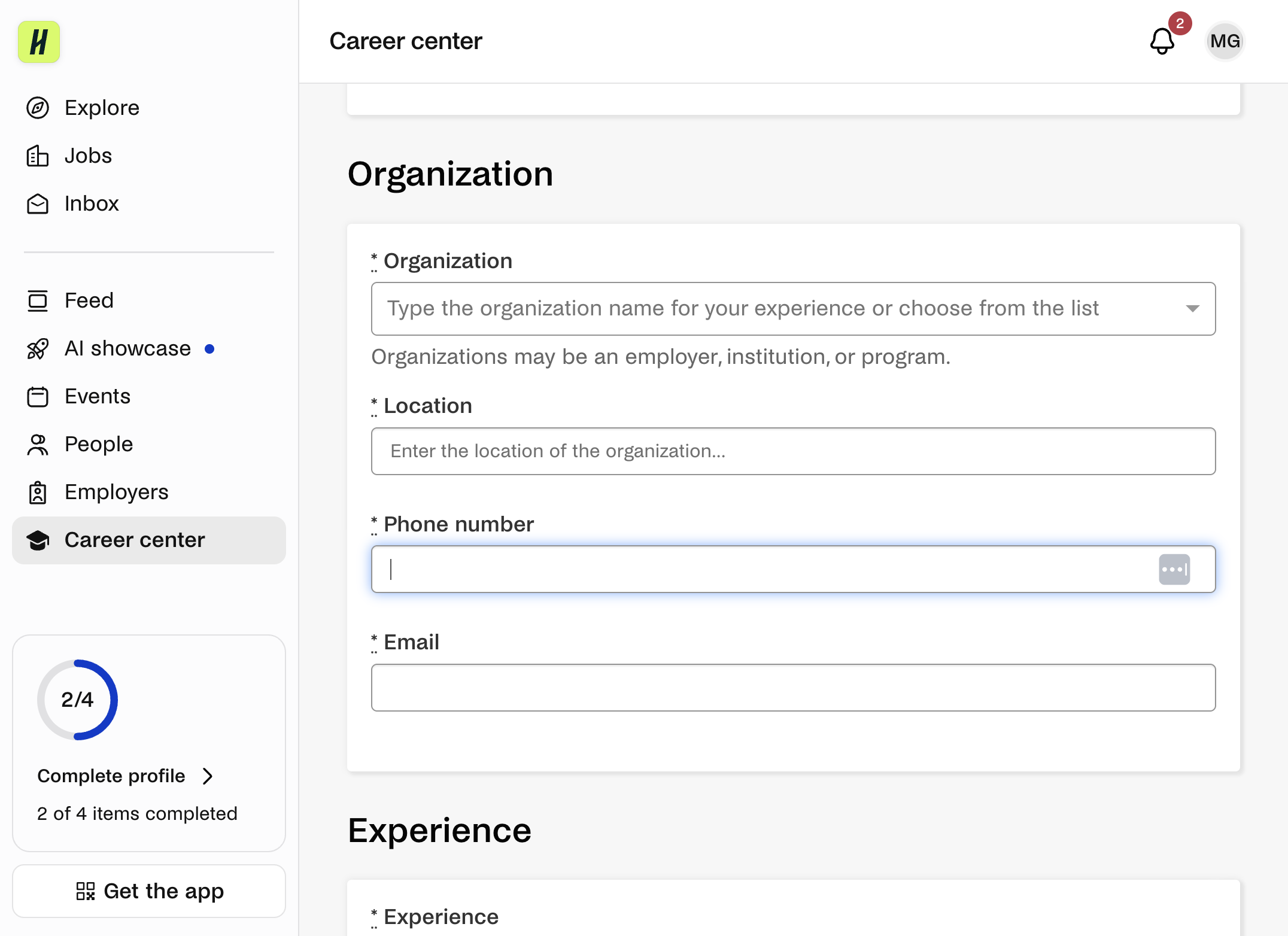 Enter the phone number for the job shadowing site/site supervisor.