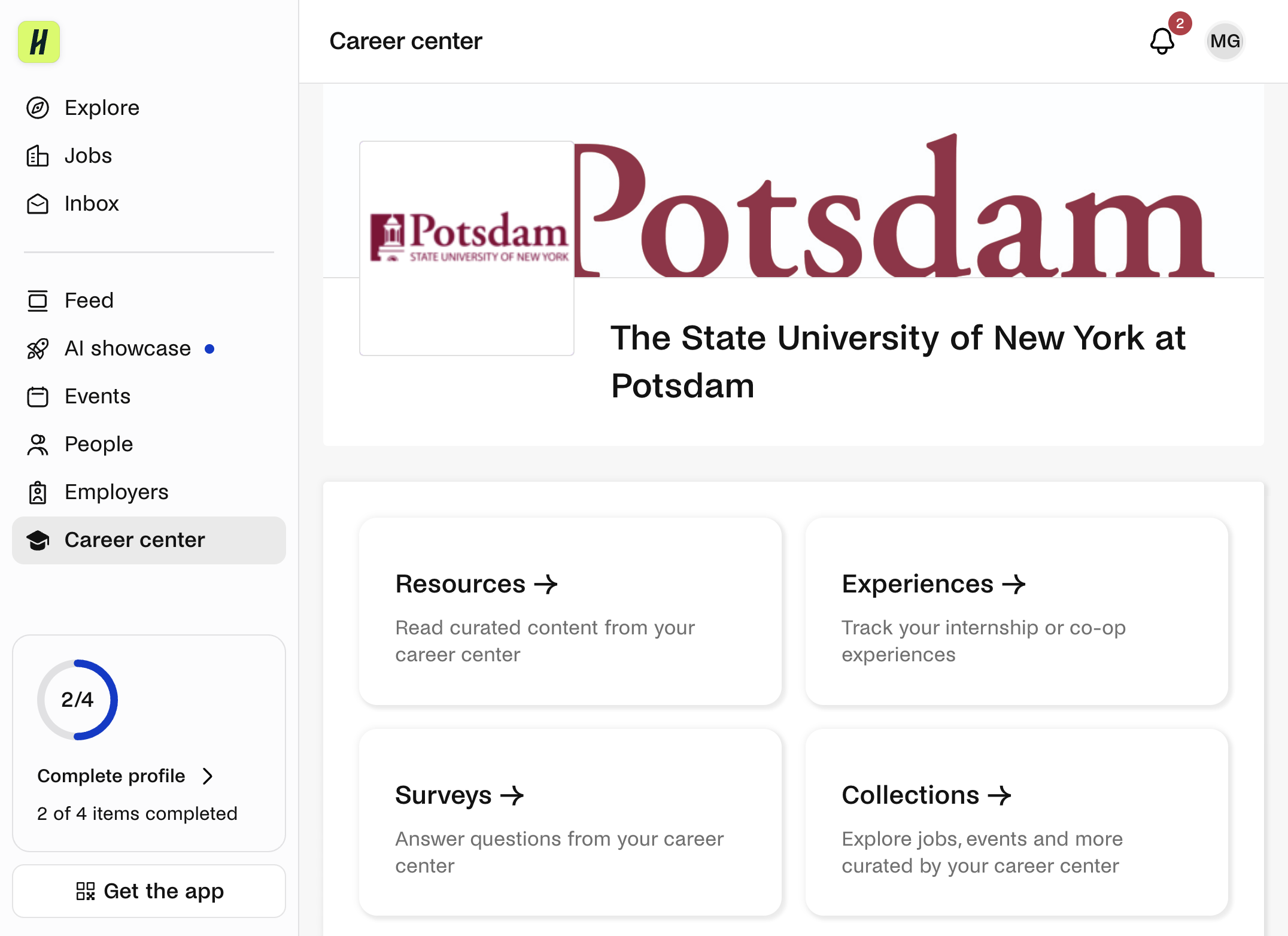 Click on Career center in the left-hand menu.