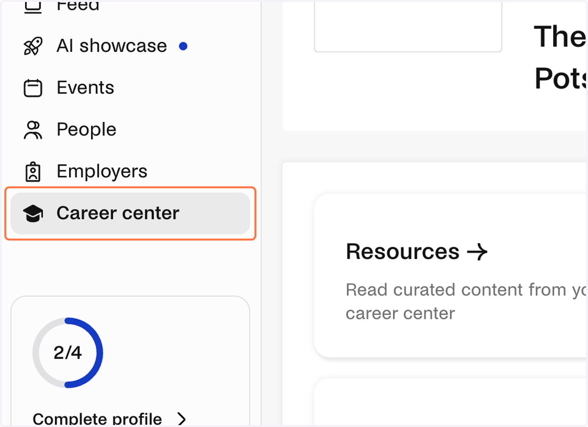 Click on Career center in the left-hand menu.